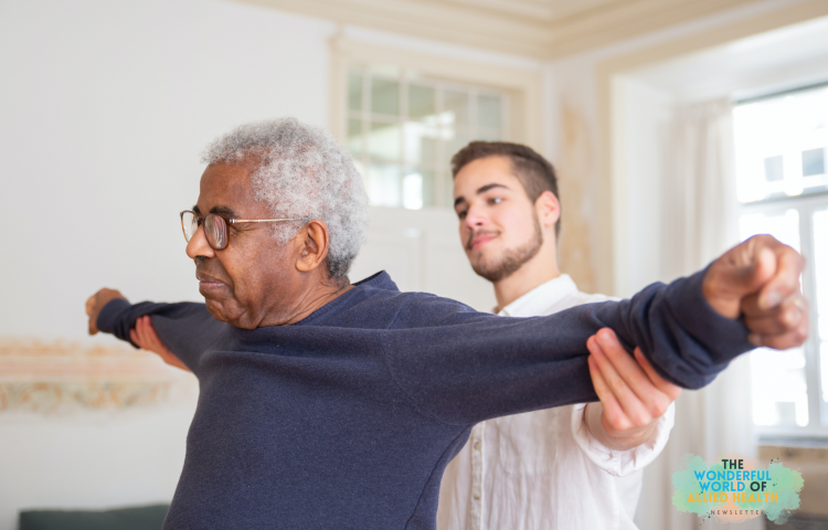 physiotherapist helping a senior